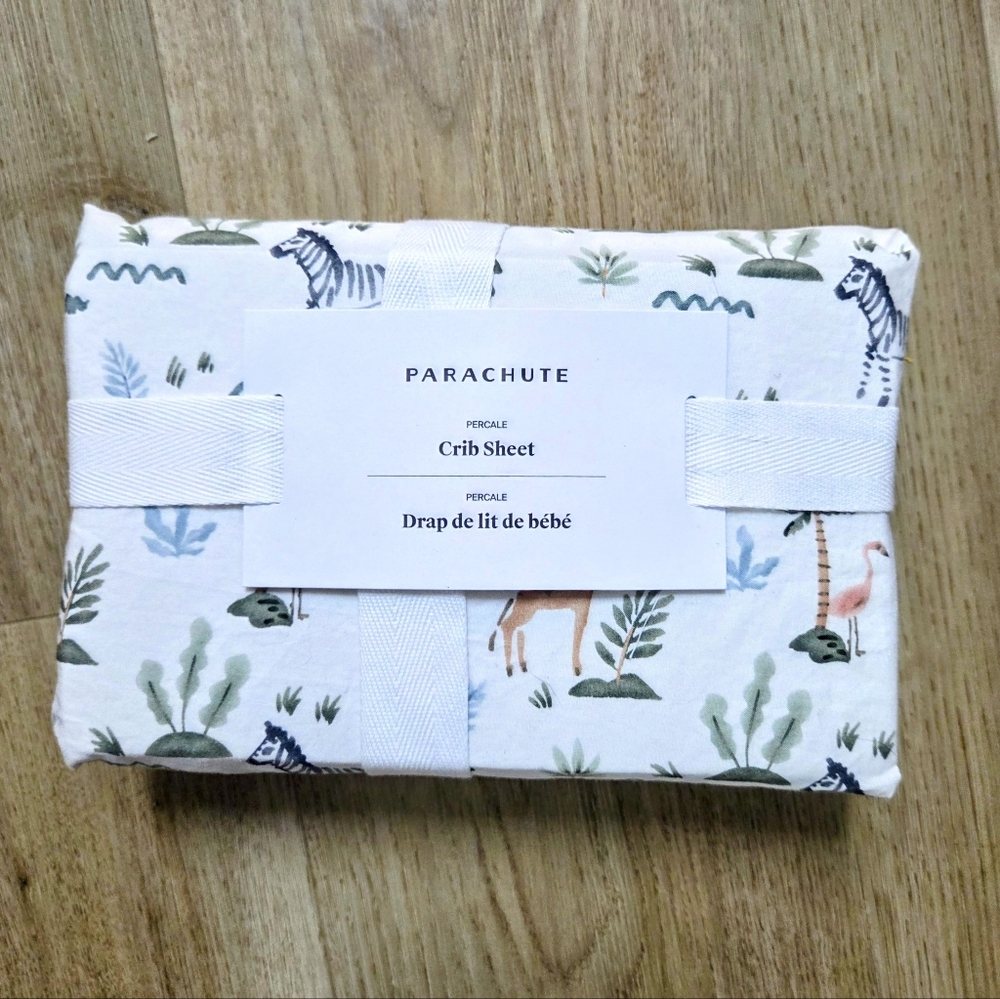 PARACHUTE Percale Safari  Animal Print Crib Sheet *NEW*